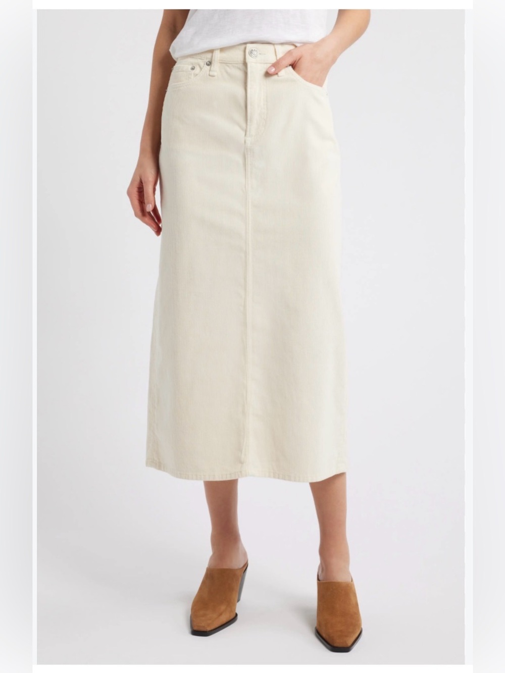 Rag & Bone Gillian Corduroy Midi Skirt in Exru Size Small